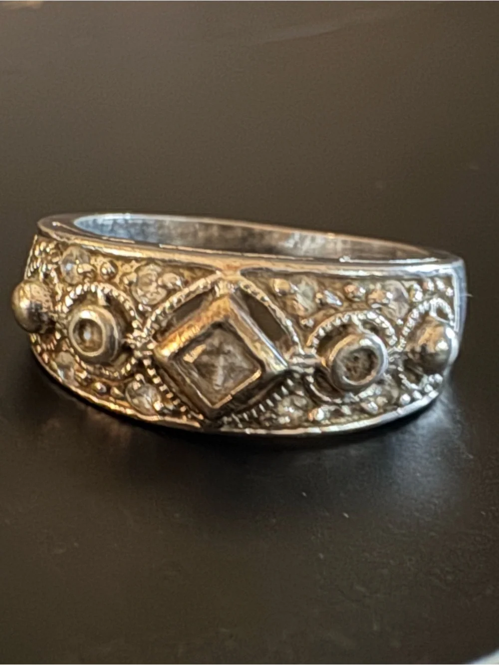 Sterling Silver Art Deco Revival Ring - 7.75
